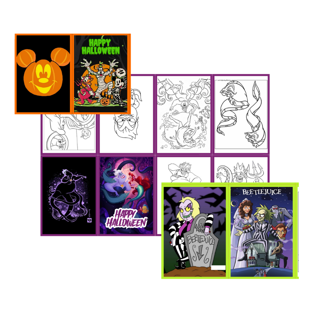 Kit Halloween 100 minilibros para colorear