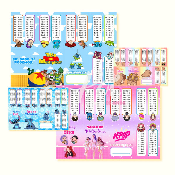 Mini tablas de multiplicar