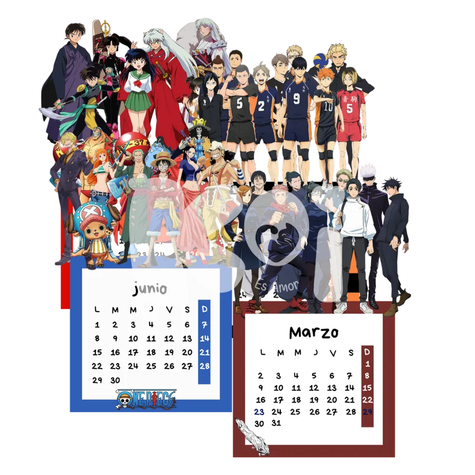 Calendário Anime 2027 para imprimir