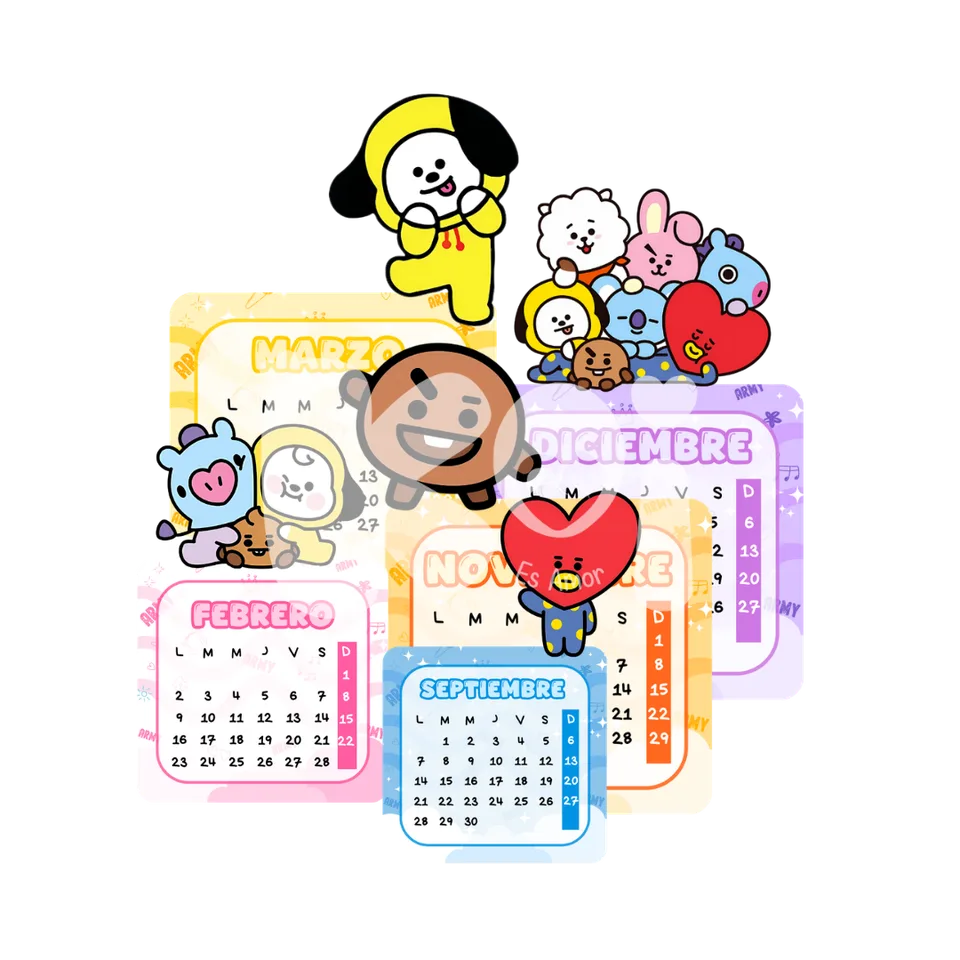 Calendário BT21 2027 para imprimir