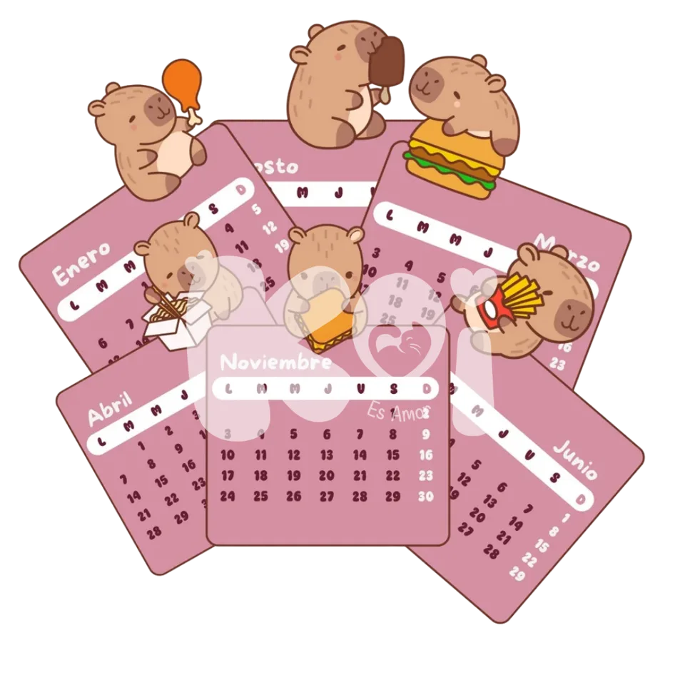 Calendário Capivara Comilona 2027 para imprimir