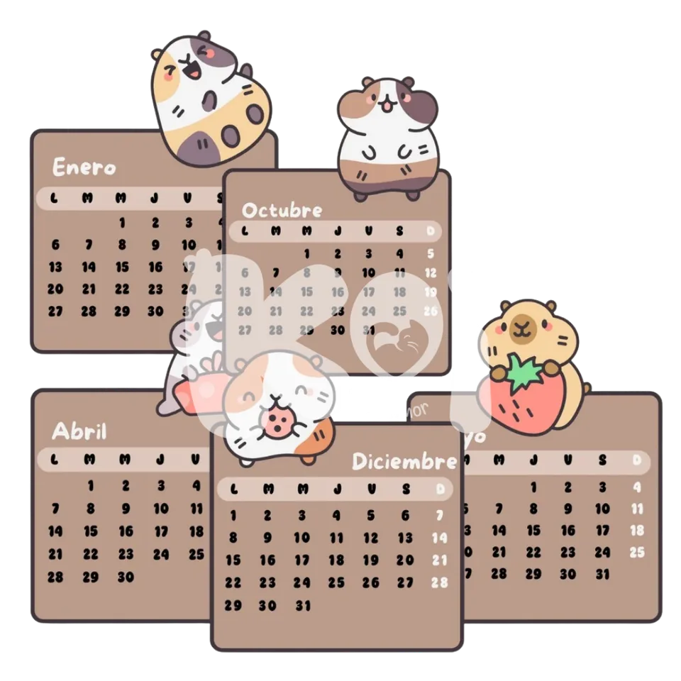 Printable Guinea Pig 2027 Calendar