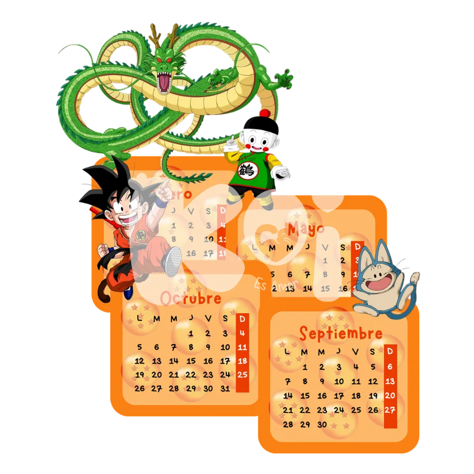Calendário Dragon Ball 2027 para imprimir
