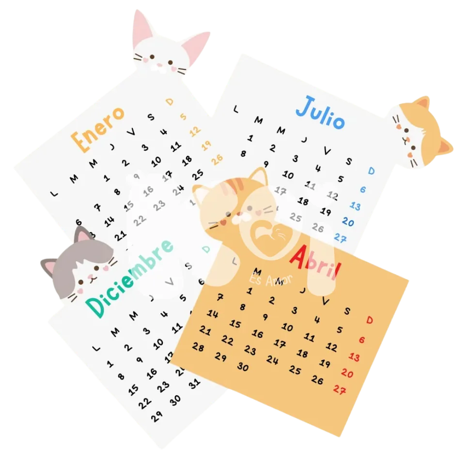 Calendário Gatinhos Fofos 2027 para imprimir