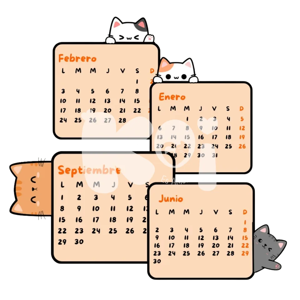 Calendário Gatinhos 2027 para imprimir