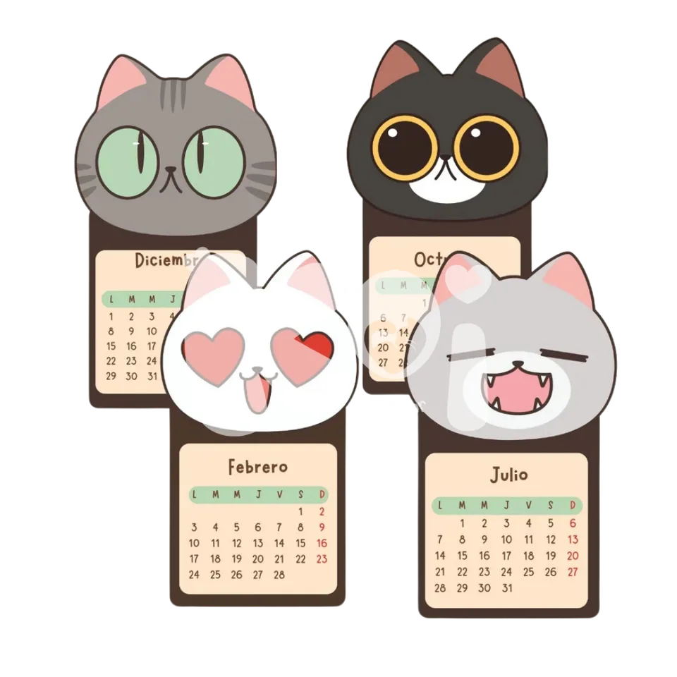 Calendário Gatinhos Olhudos 2027 para imprimir