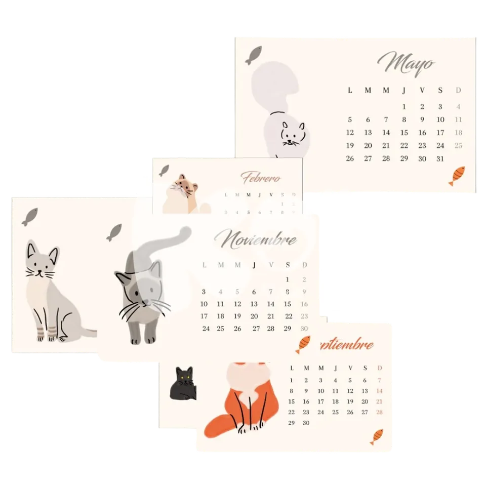 Calendário Gatinhos Vintage 2027 para imprimir