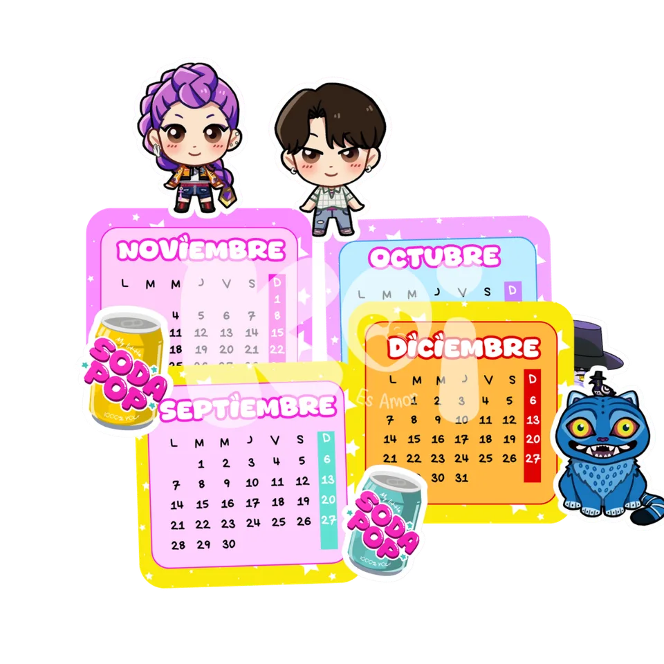 Calendário Guerreiras do K-Pop 2027 para imprimir