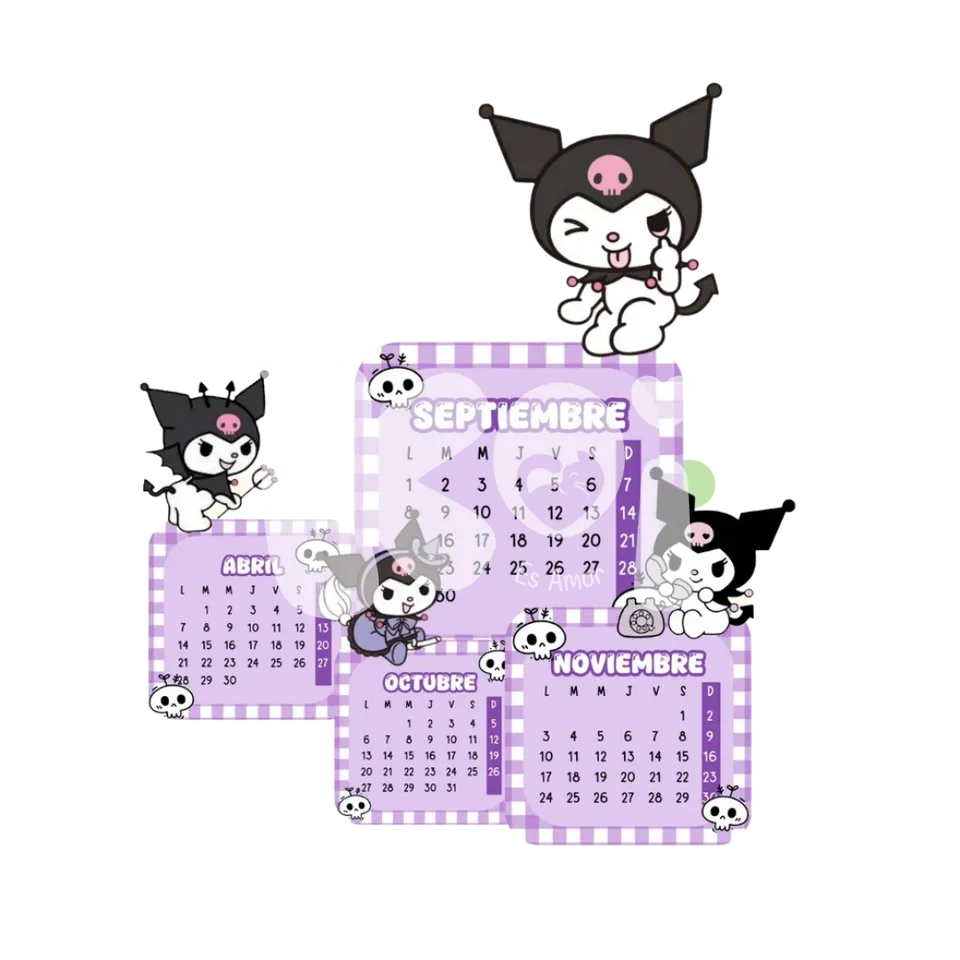 Calendário Kuromi 2027 para imprimir