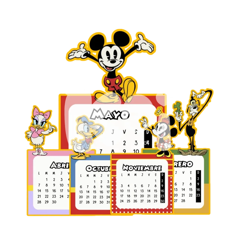 Calendário Mickey Mouse 2027 para imprimir