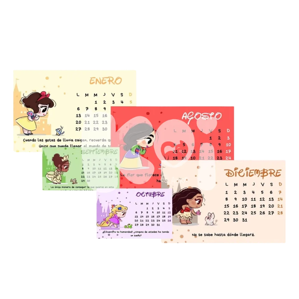 Printable Princesses 2027 Calendar