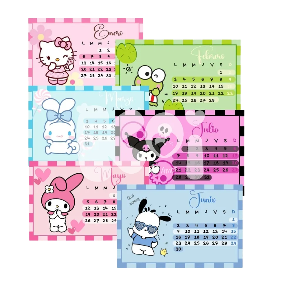 Calendário Sanrio 2027 para imprimir