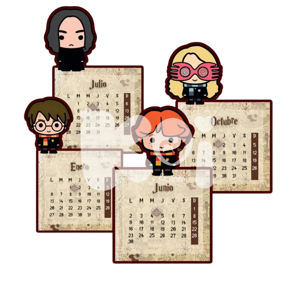 Calendário Harry Potter 2027 para imprimir