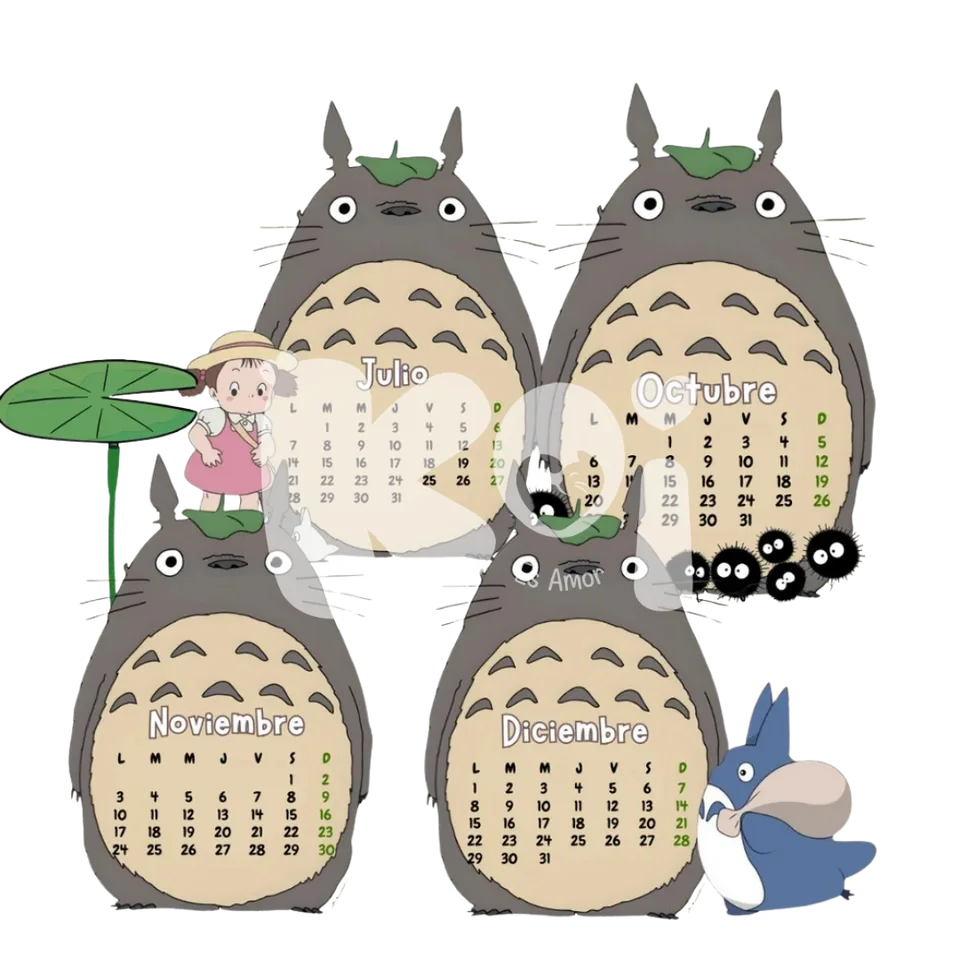 Calendário Totoro 2027 para imprimir