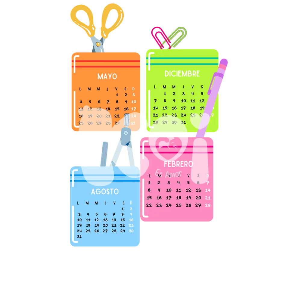 Calendários de material escolar Dia do Professor para imprimir