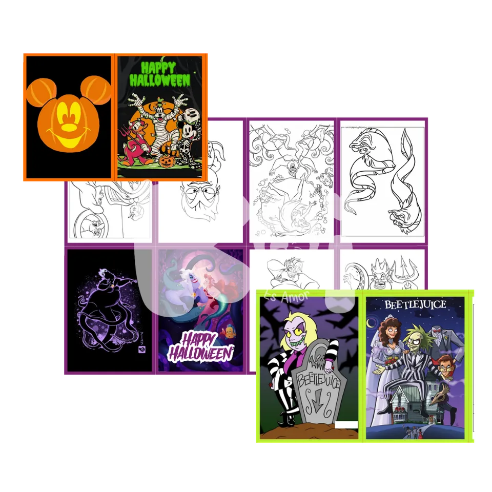 Kit Halloween 100 minilivros para colorir para imprimir