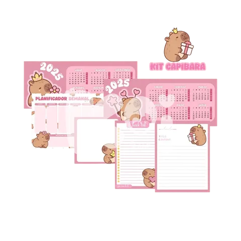 Kit de papelaria de capivara