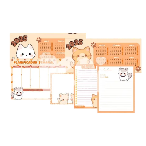 Kit de papelaria de gatinho