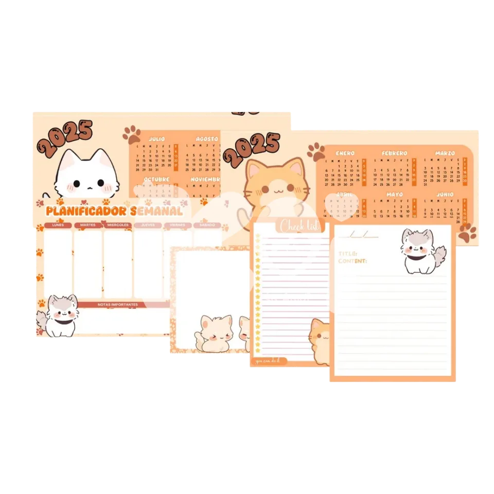 Kit de papelaria de gatinho para imprimir