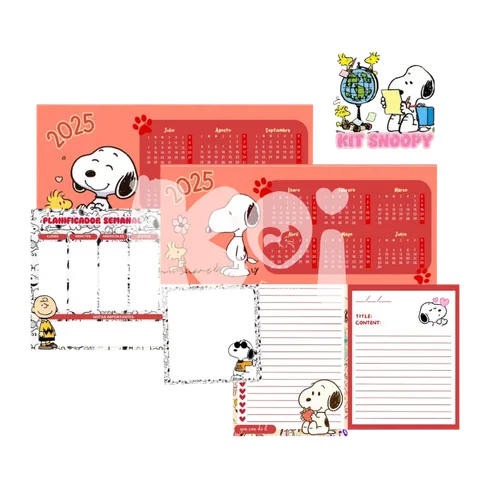 Kit de papelaria do Snoopy