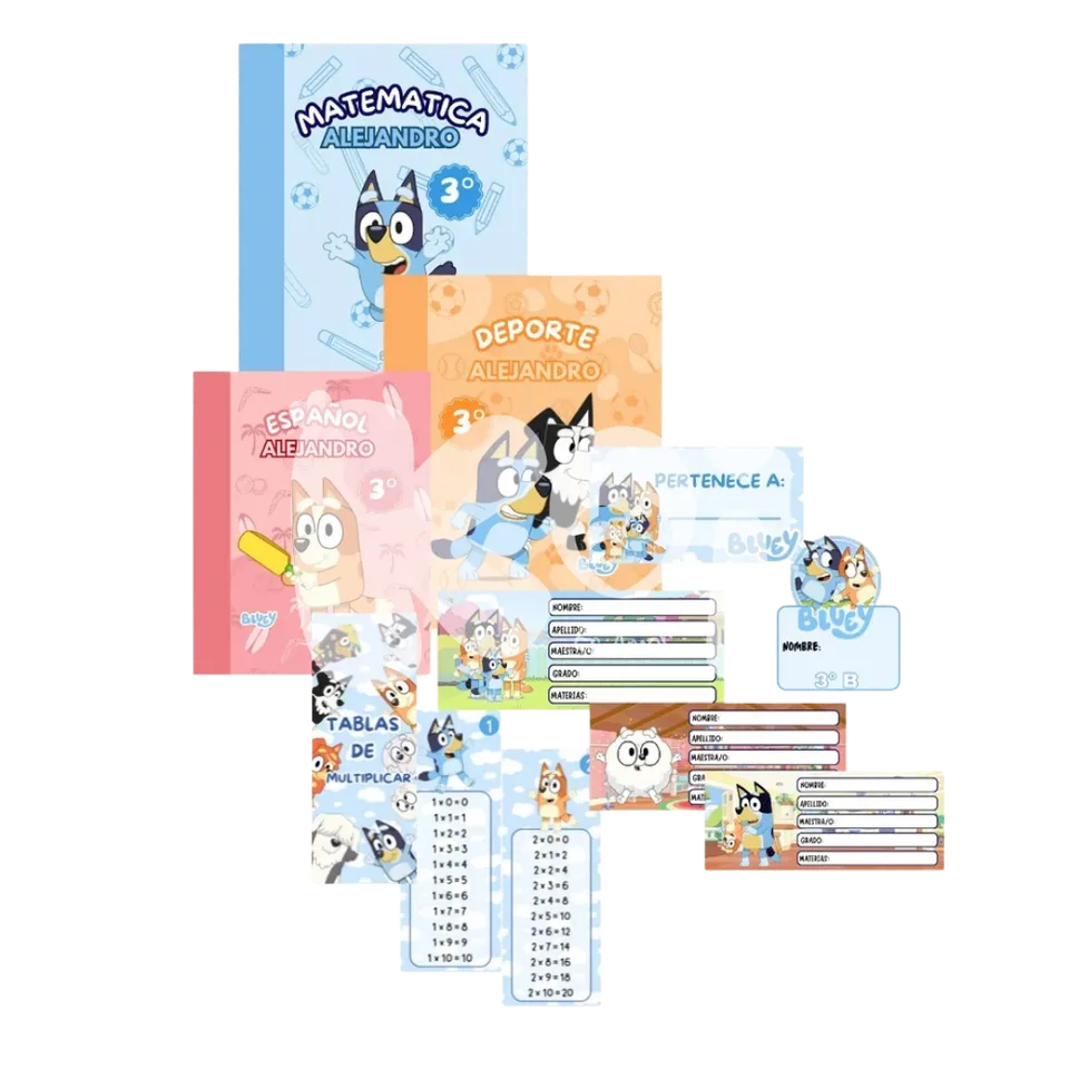 Kit escolar Bluey para imprimir