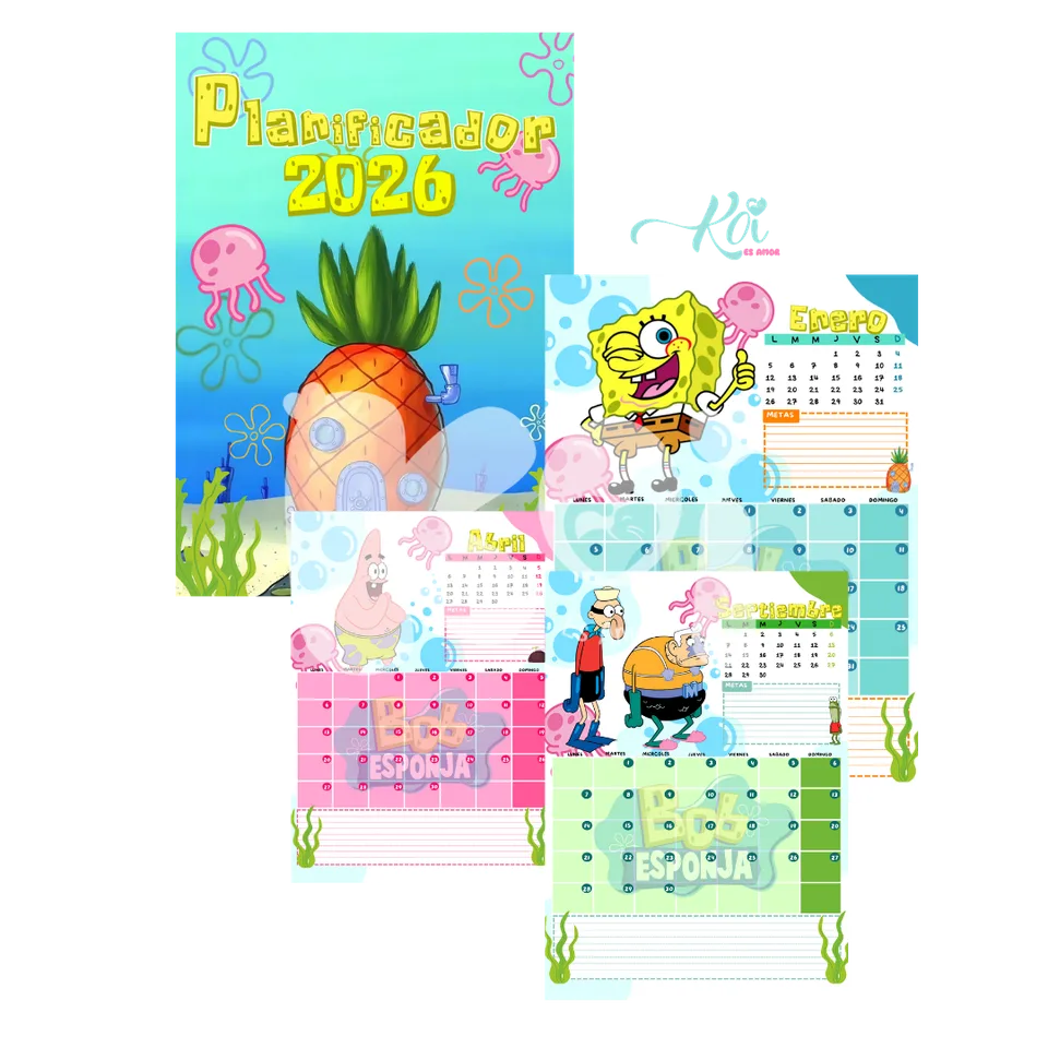 Planner Bob Esponja 2027 para imprimir