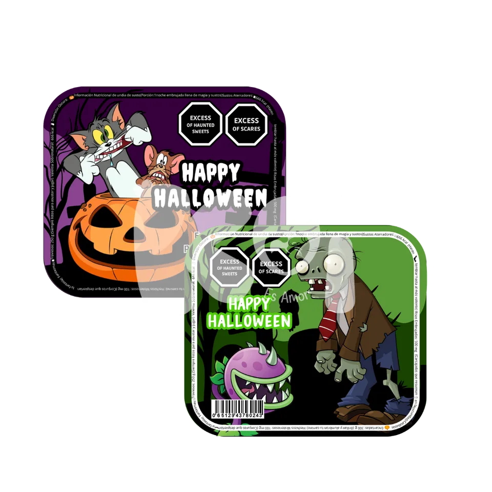 Tampas para potes de doces médias Halloween para imprimir