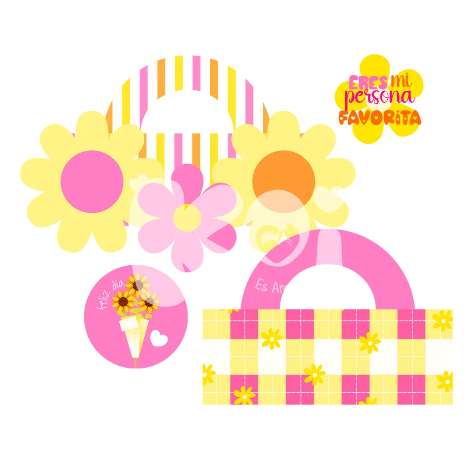 Tarjetas de bolsas Flores amarillas para imprimir